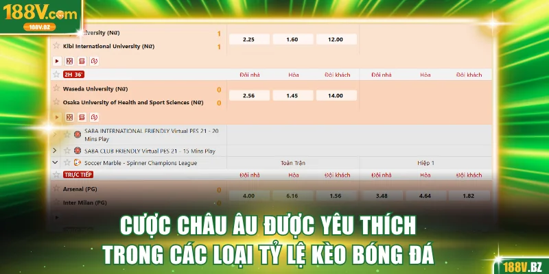 Châu Âu được yêu thích trong các loại tỷ lệ kèo bóng đá