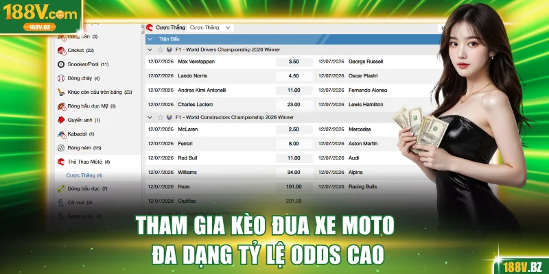Tham gia kèo đua xe moto đa dạng tỷ lệ odds cao